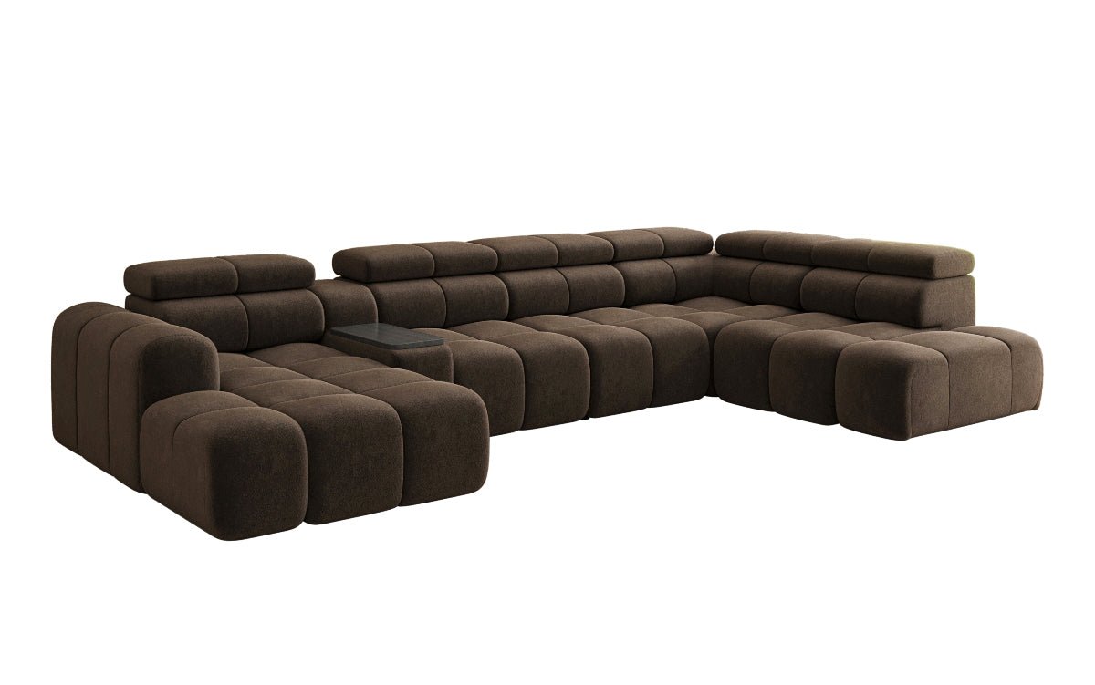 Canapé design d'angle Mia avec extension électrique d'assise en Chenille