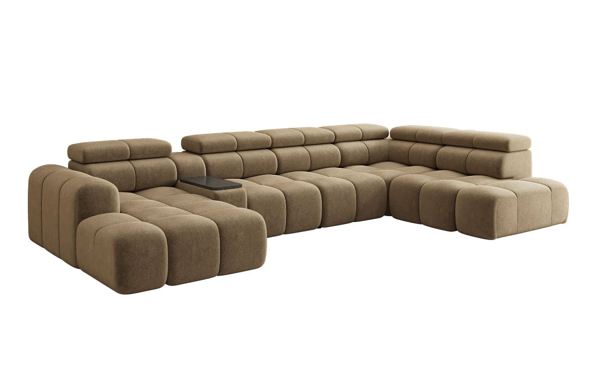 Canapé design d'angle Mia avec extension électrique d'assise en Chenille
