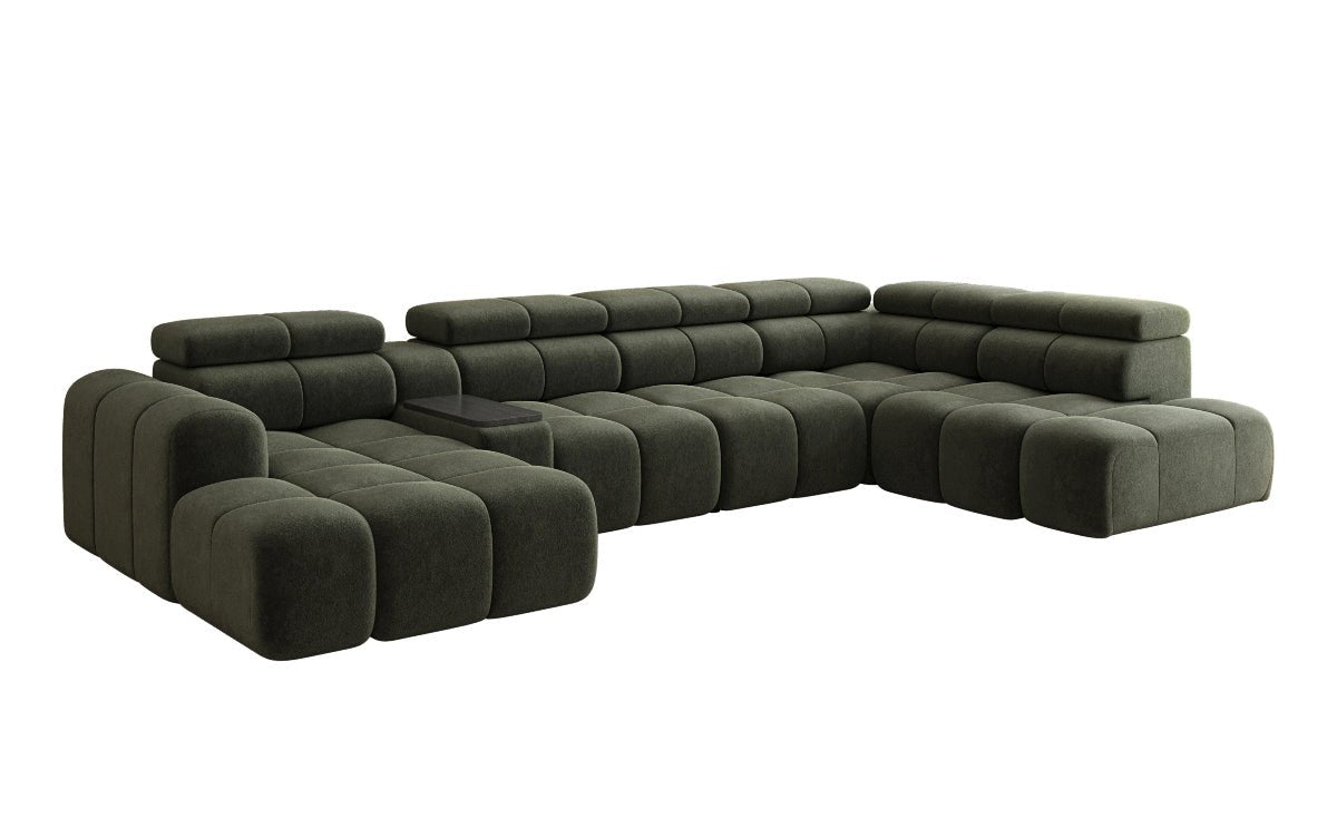 Canapé design d'angle Mia avec extension électrique d'assise en Chenille