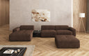 Designer Ecksofa Calm mit Beistellhocker und Beistelltisch in Bouclé