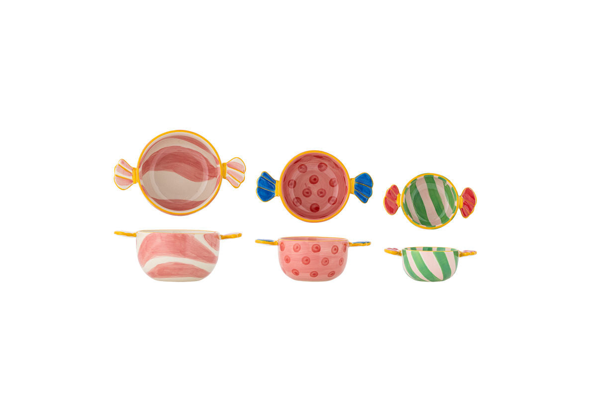 Ensemble de coupelles Pelang – faïence peinte à la main aux couleurs vives (lot de 3)