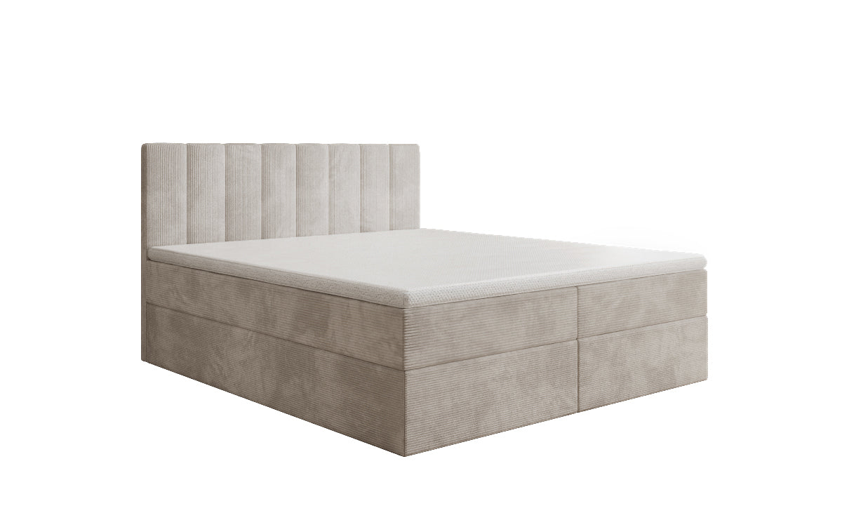 Lit boxspring Sofia en Côtelé avec espace de rangement