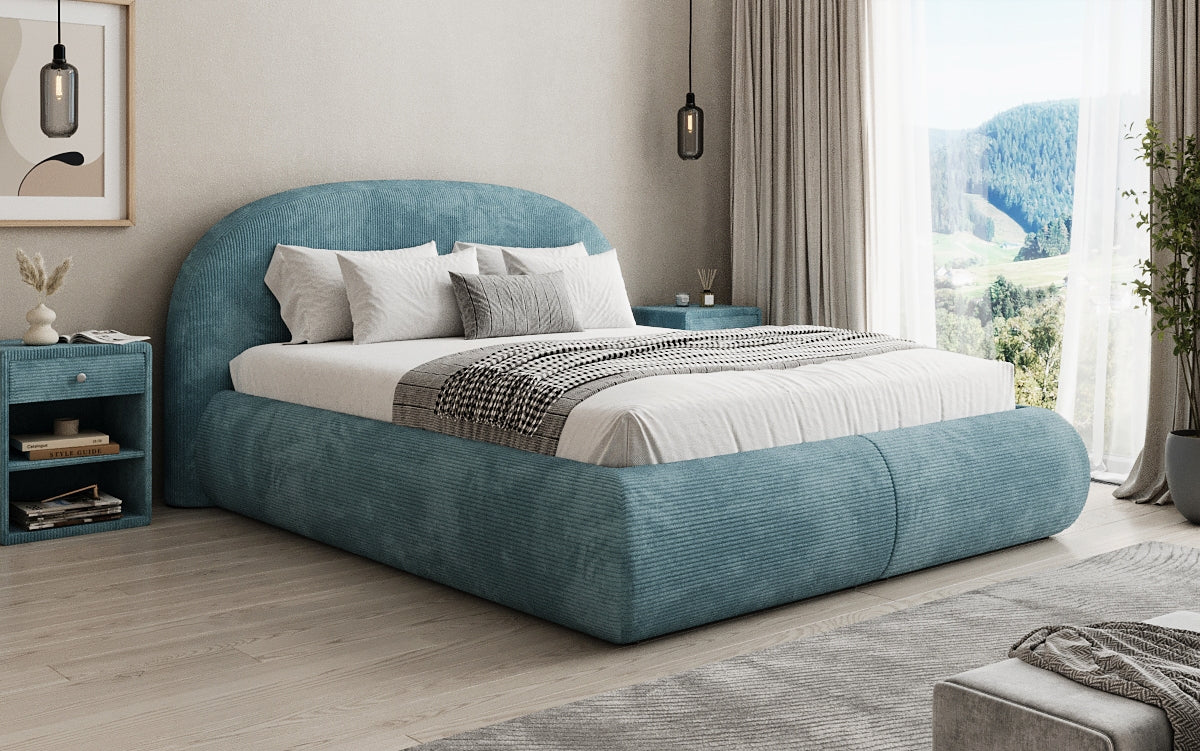 Lit rembourré design Loop en Côtelé avec rangement