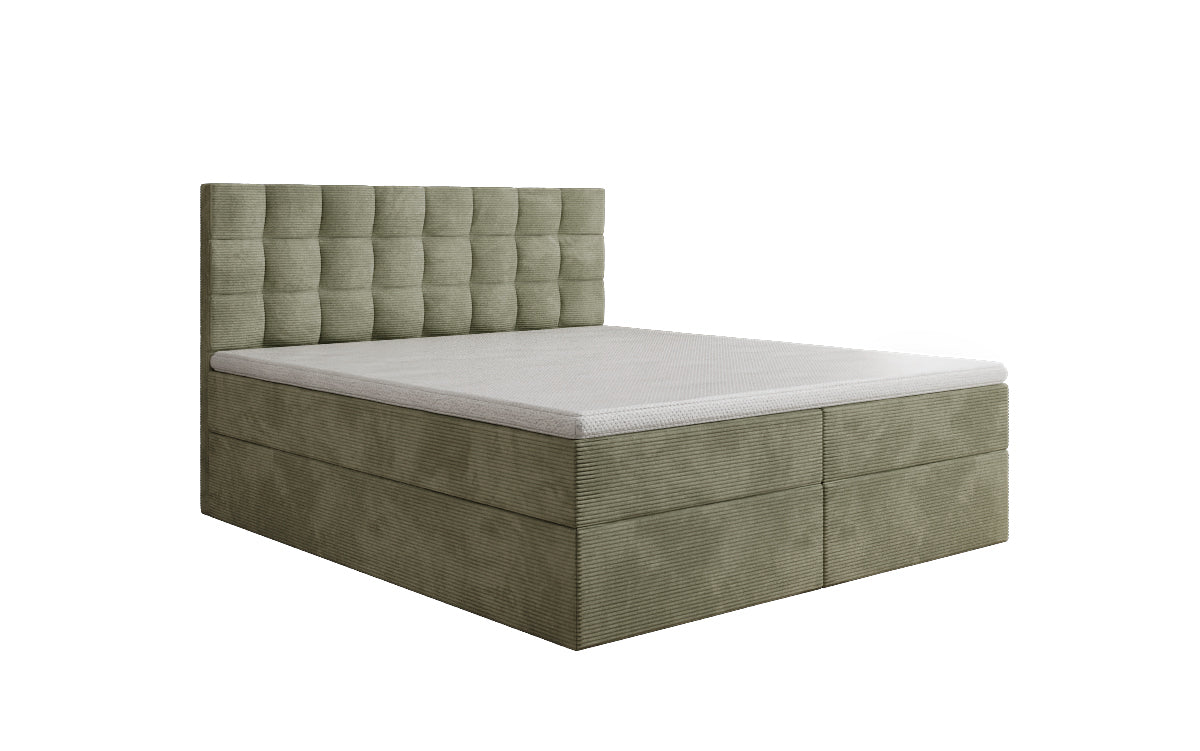 Lit boxspring Como en Côtelé avec rangement
