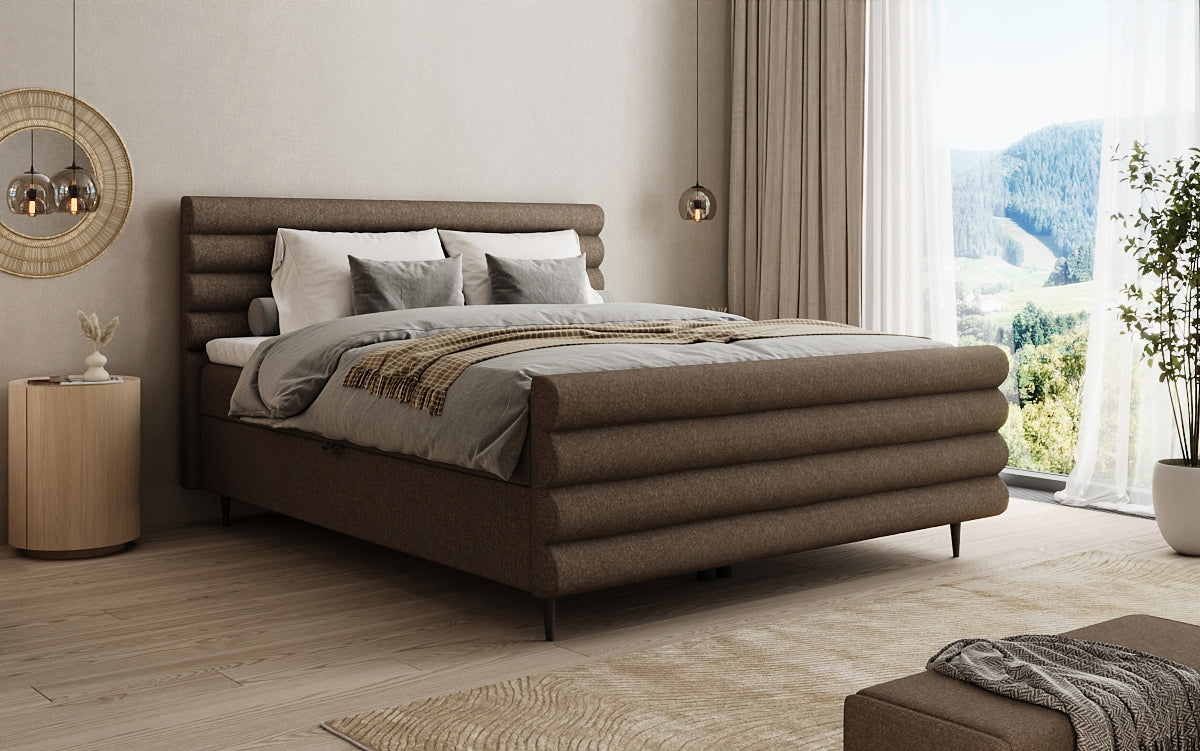 Boxspringbett Tubo in Strukturstoff mit Stauraum