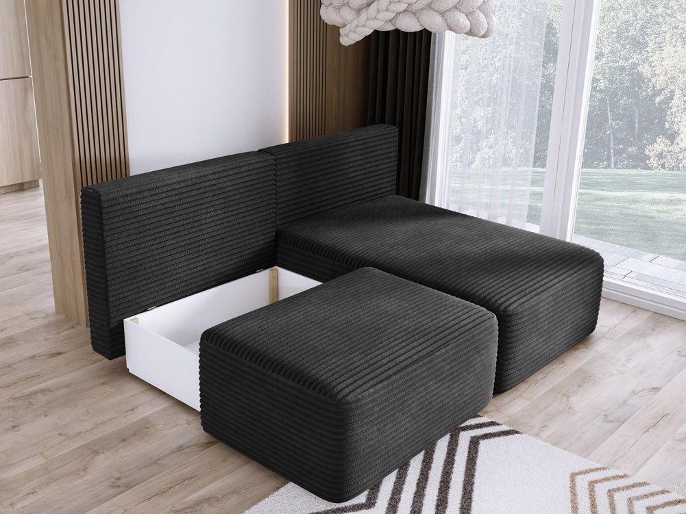 Canapé design Tilia Côtelé avec fonction couchage et rangement