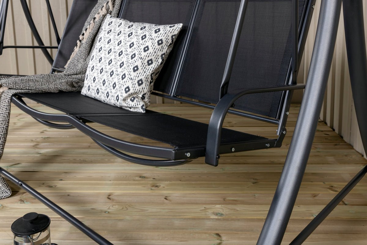 Balancelle de jardin Hollywood Madeira - avec housse en polyester et structure en acier noir