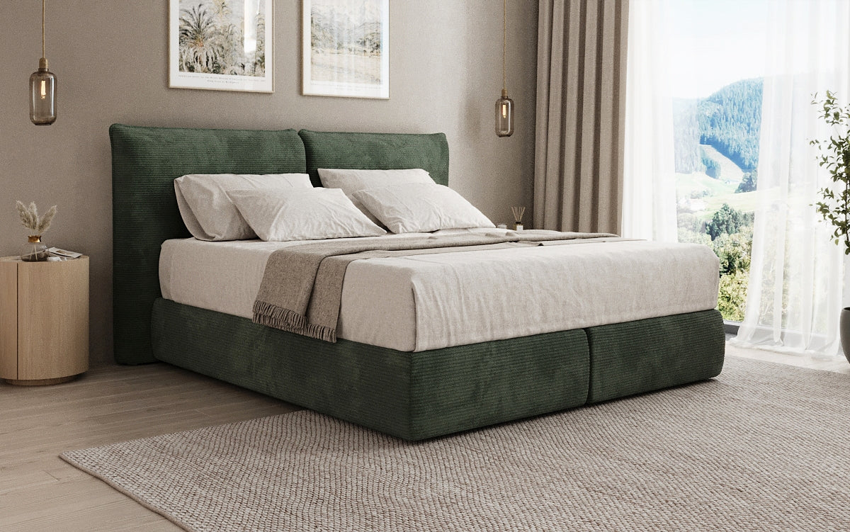 Lit boxspring Pillo en Côtelé