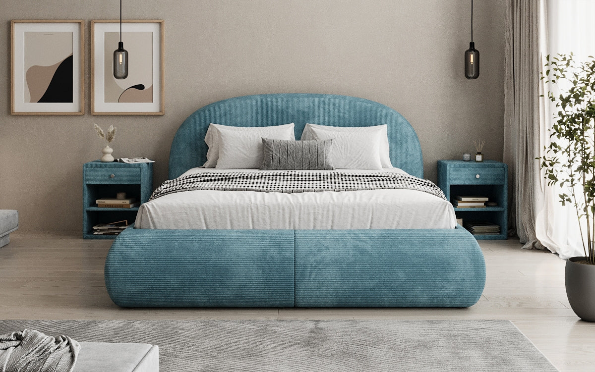 Lit rembourré design Loop en Côtelé avec rangement