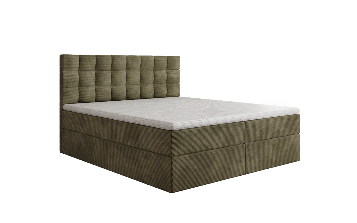 Lit boxspring Como en Côtelé avec rangement