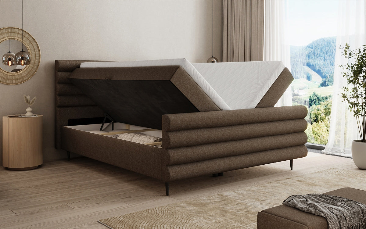 Boxspringbett Tubo in Strukturstoff mit Stauraum