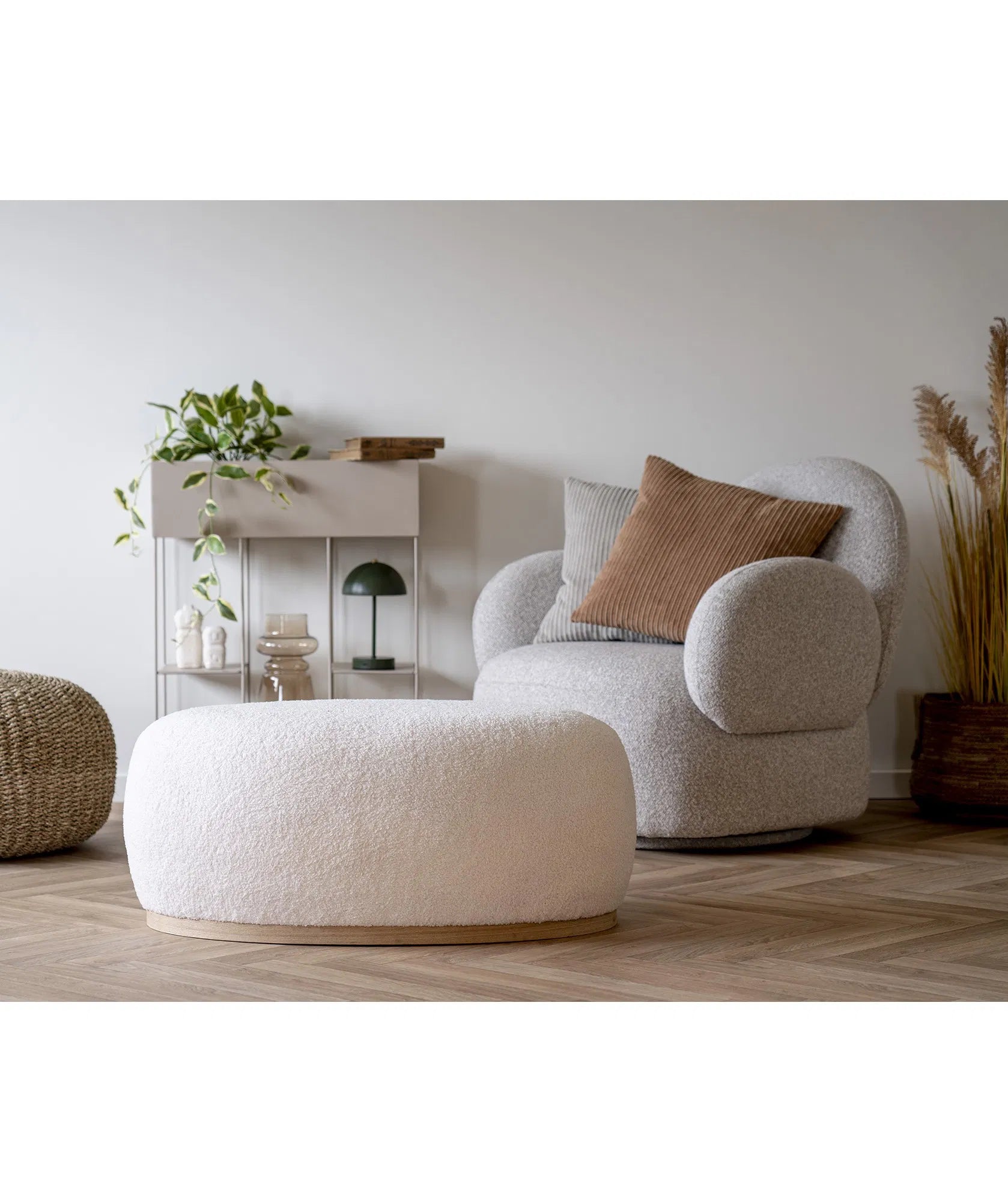 Fauteuil canapé design Fermo avec fonction pivotante en Gris Bouclé