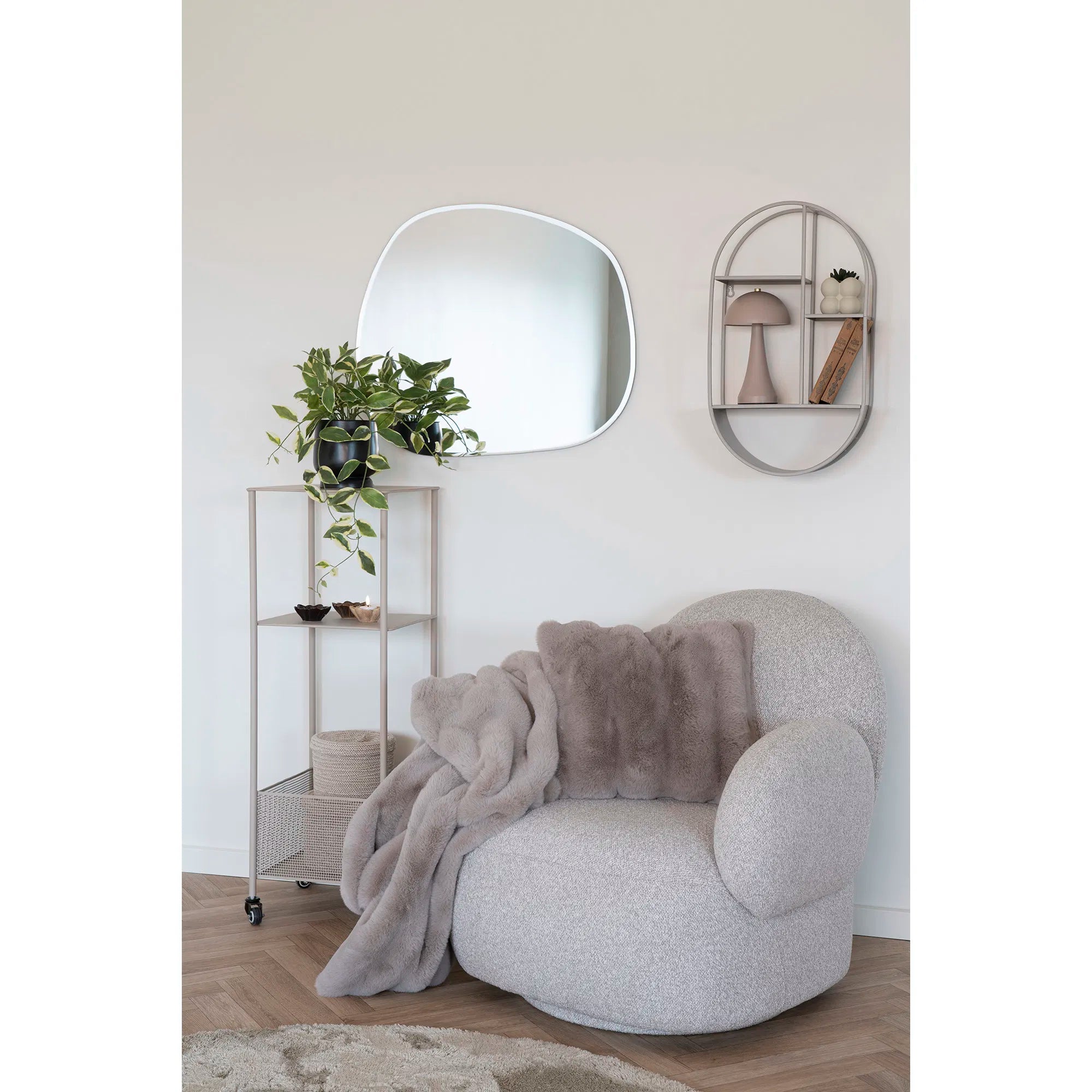 Fauteuil canapé design Fermo avec fonction pivotante en Gris Bouclé