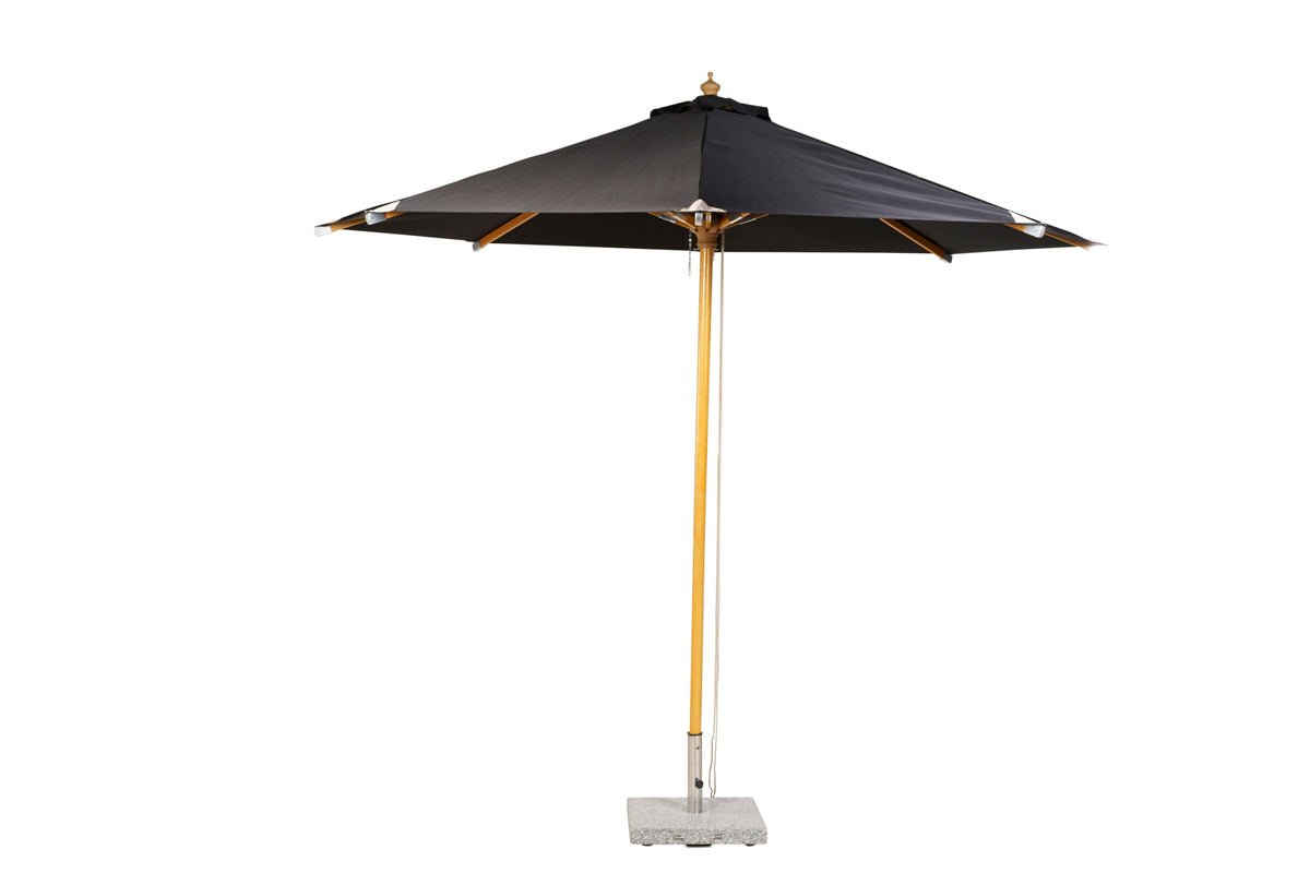 Parasol Azzura – Ø300 cm en couleur Noir avec structure en hêtre