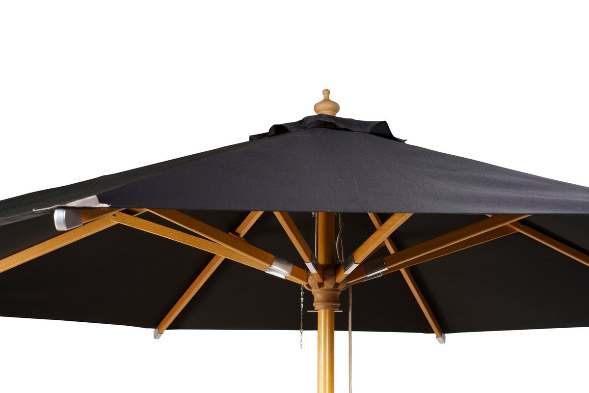 Parasol Azzura – Ø300 cm en couleur Noir avec structure en hêtre