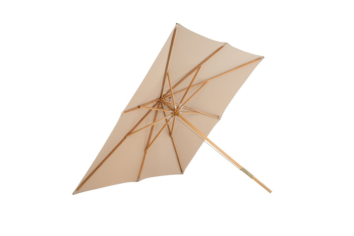 Parasol Albora – 300 x 300 cm de couleur Marron avec structure en hêtre