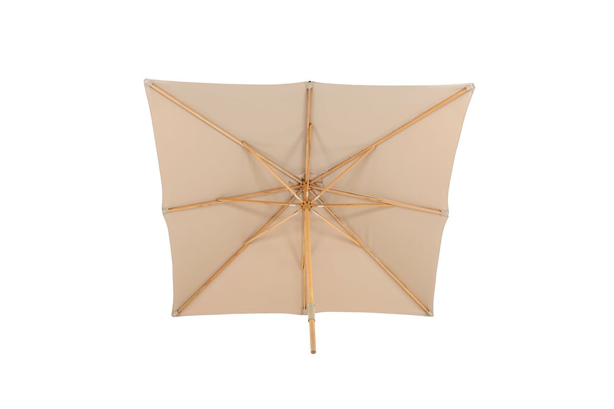 Parasol Albora – 300 x 300 cm de couleur Marron avec structure en hêtre