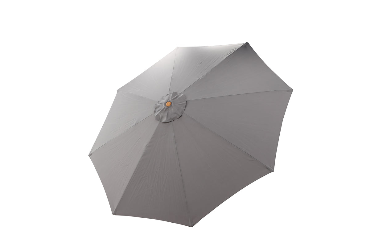 Sonnenschirm Frida – Ø300 cm in Grau mit Holzgestell aus Buche