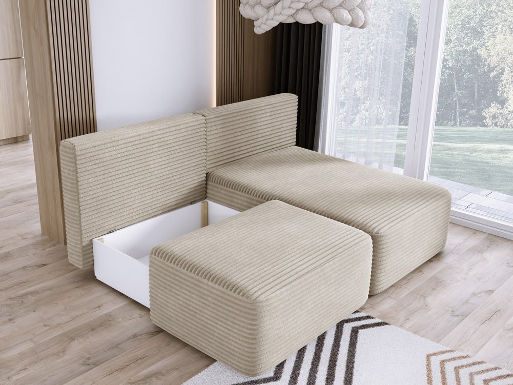 Canapé design Tilia Côtelé avec fonction couchage et rangement
