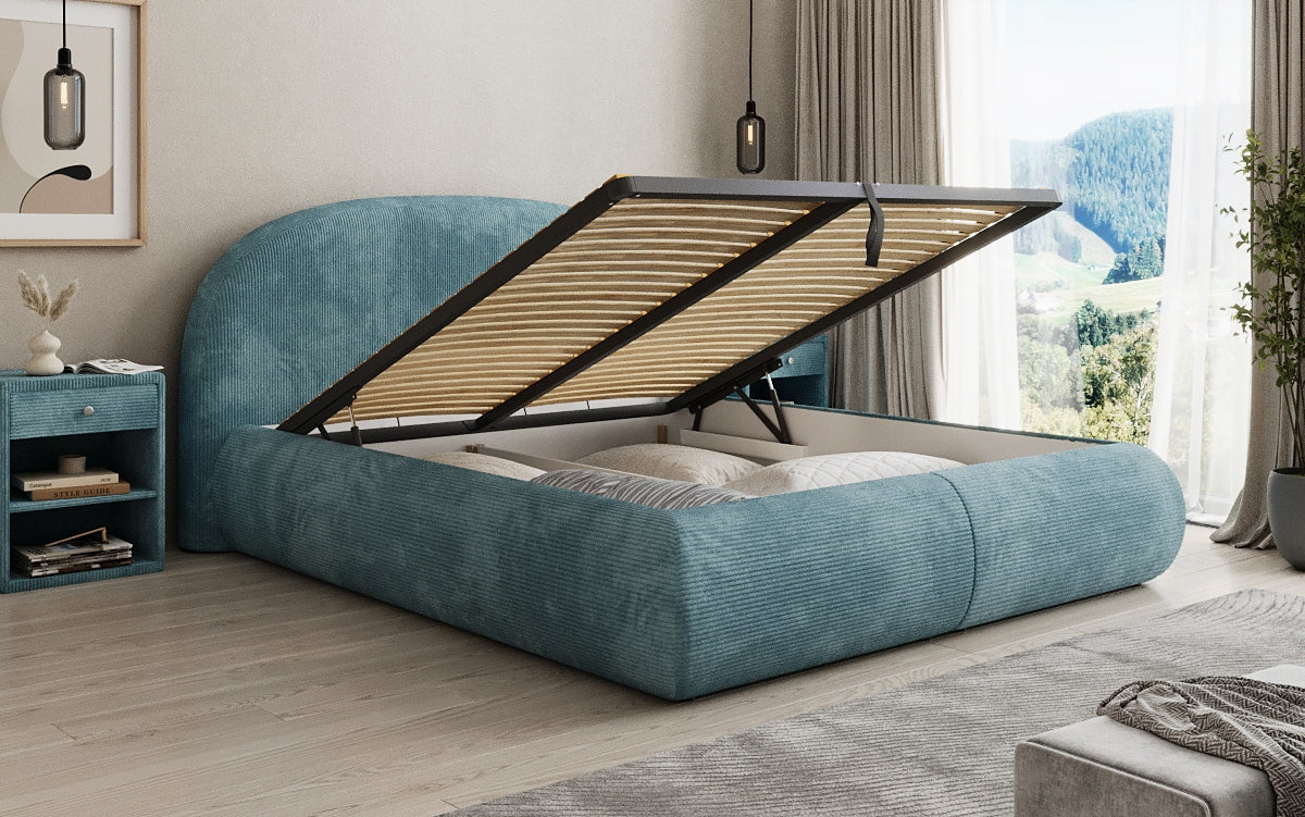 Lit rembourré design Loop en Côtelé avec rangement