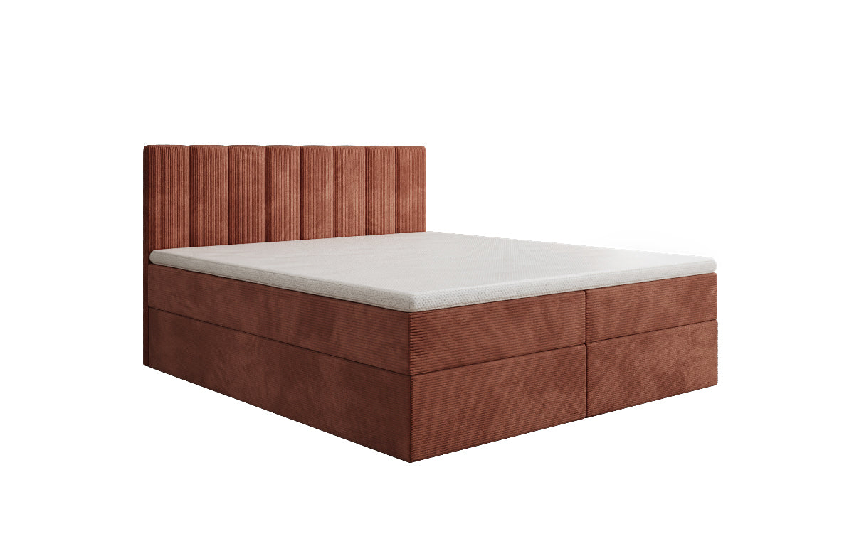 Lit boxspring Sofia en Côtelé avec espace de rangement