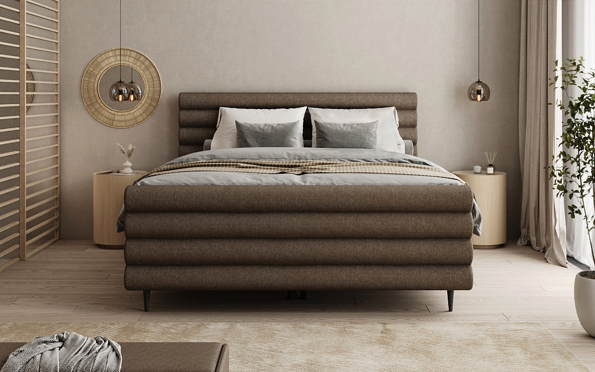 Boxspringbett Tubo in Strukturstoff mit Stauraum