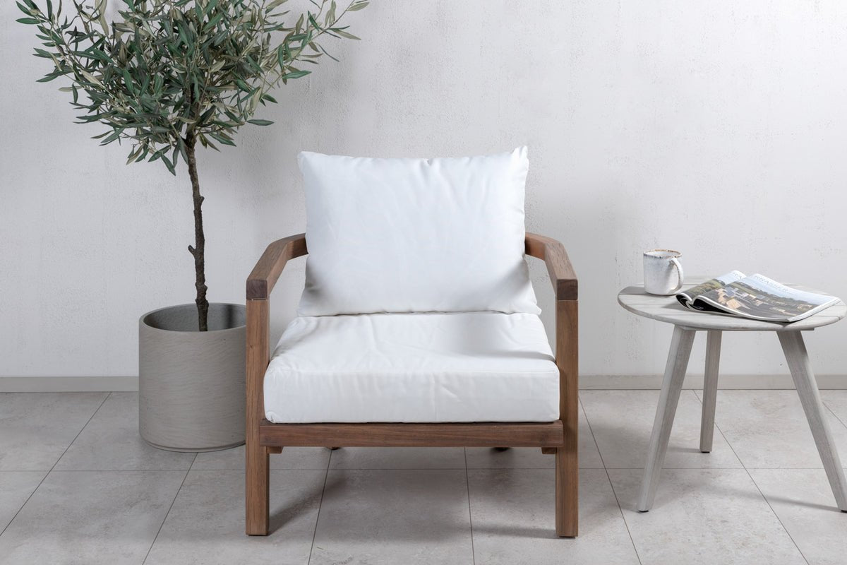Fauteuil lounge de jardin Erika - en marron en acacia et polyester