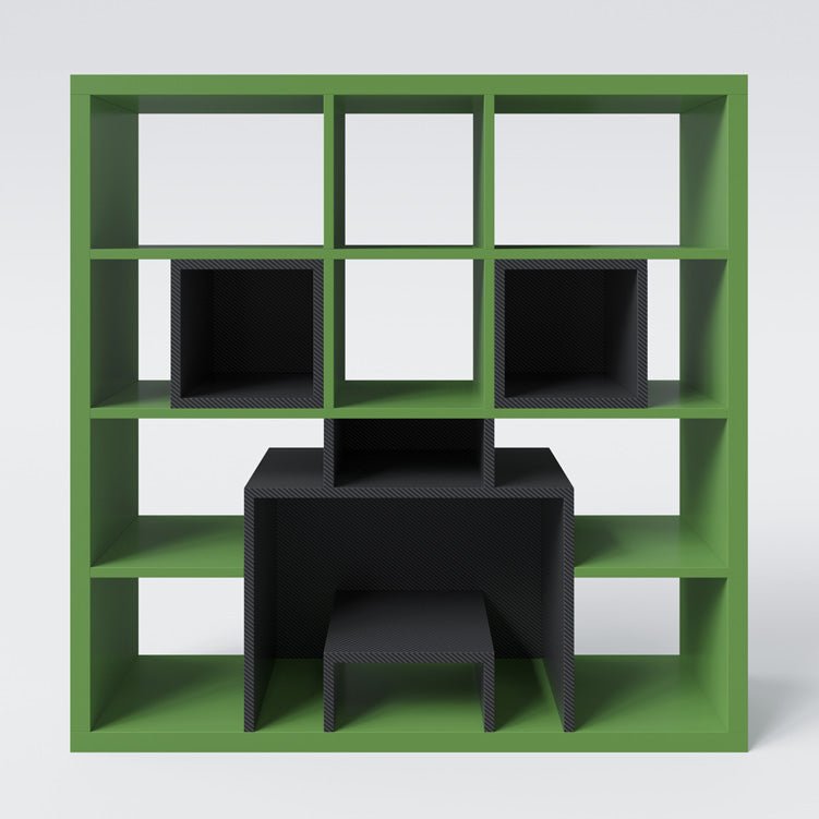 Bibliothèque Minecraft « Creeper Cubes » – avec 12 compartiments & design pixelisé