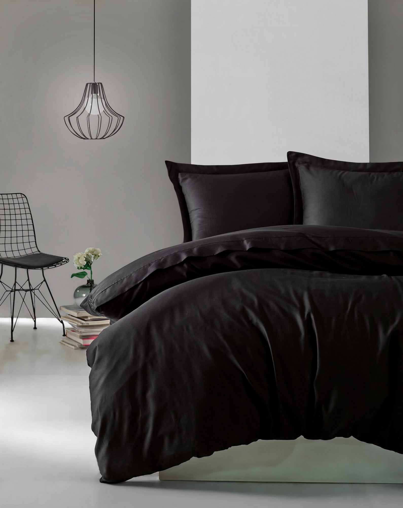 Ensemble de literie en satin premium Noir