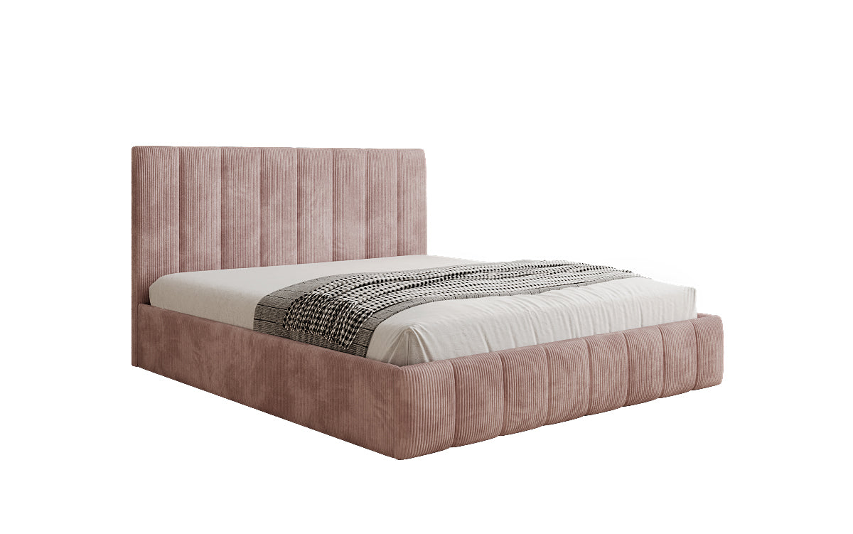 Lit rembourré design Mila en Côtelé avec espace de rangement