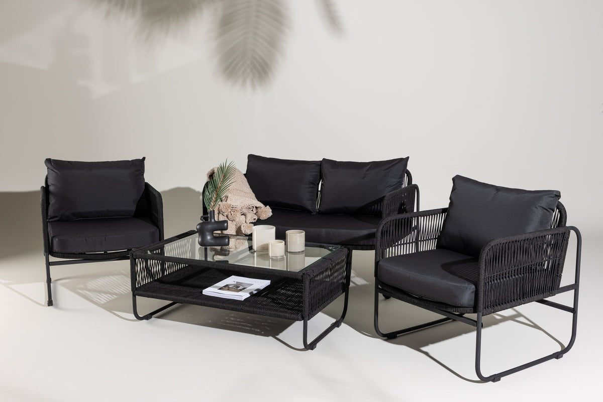 Ensemble lounge de jardin Kim - avec dossier en corde polyester