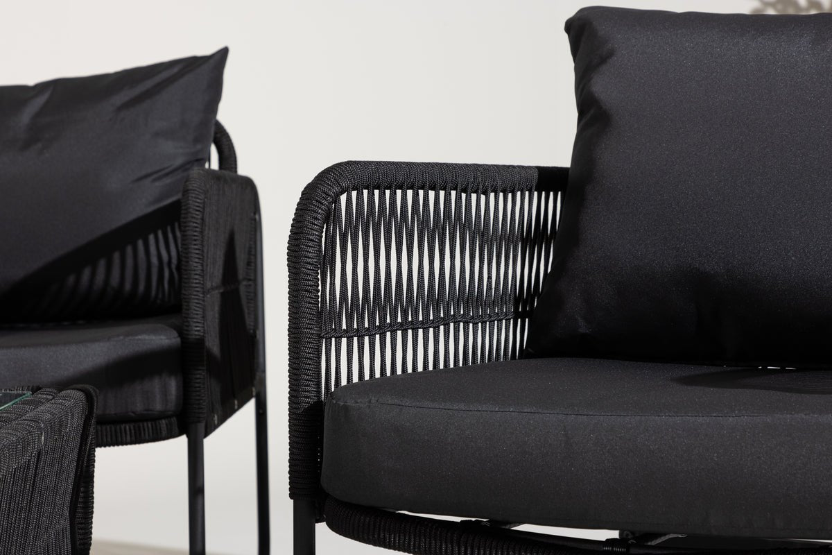 Ensemble lounge de jardin Kim - avec dossier en corde polyester