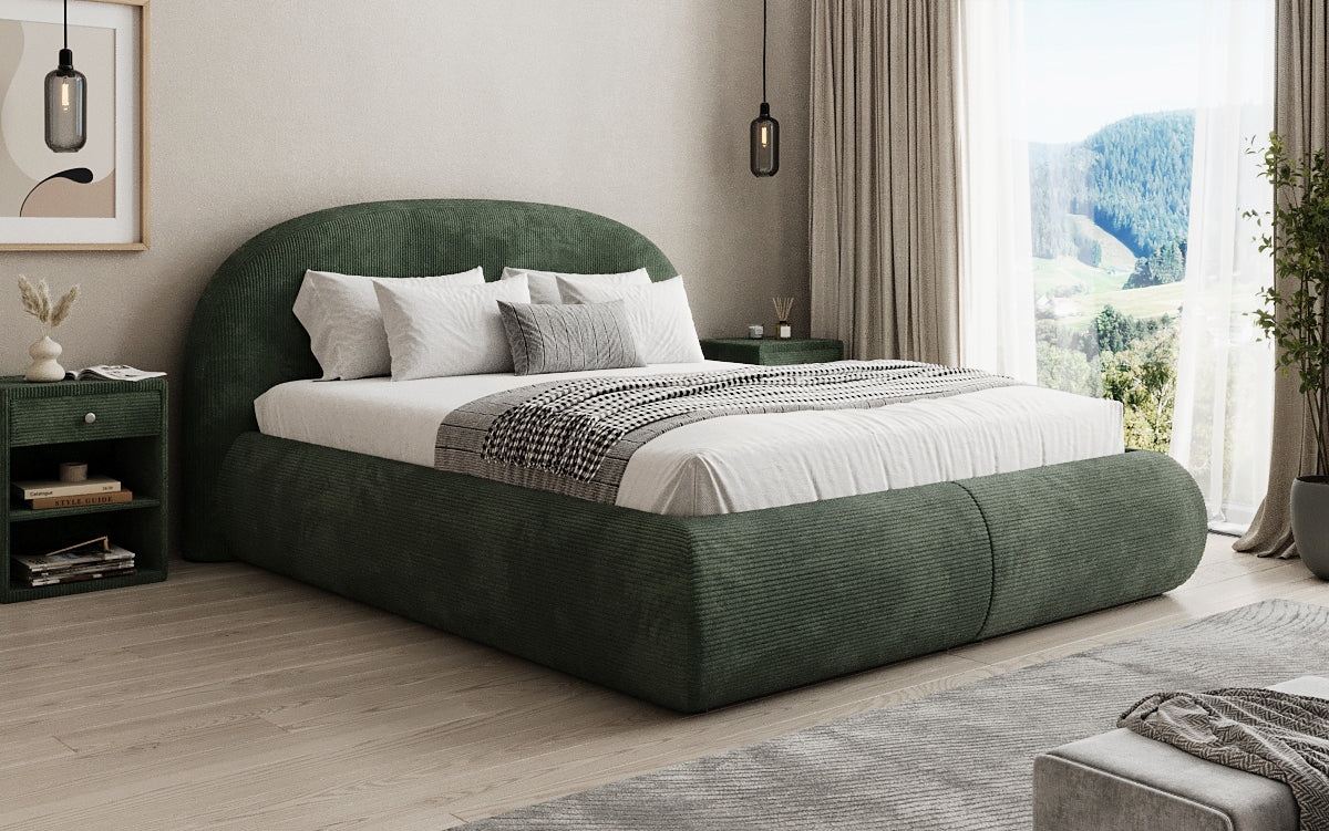 Lit rembourré design Loop en Côtelé avec rangement