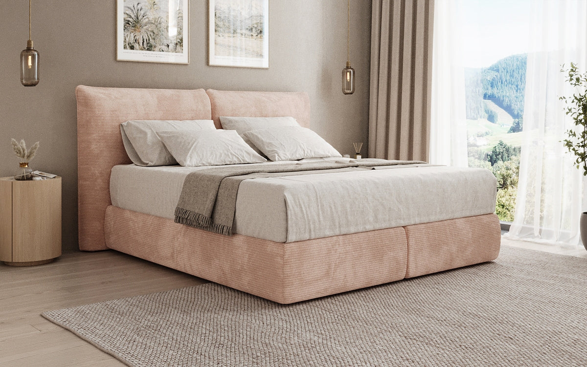 Lit boxspring Pillo en Côtelé