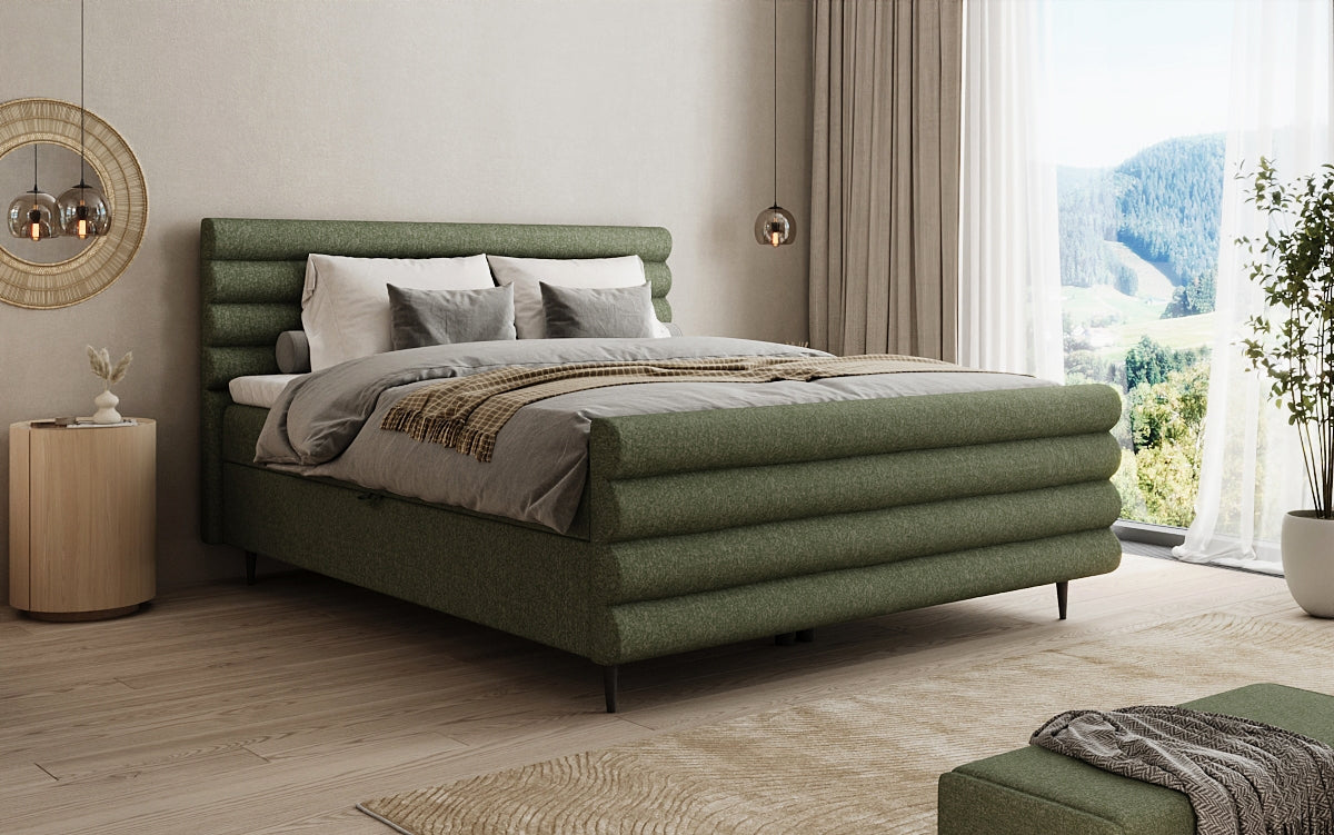 Boxspringbett Tubo in Strukturstoff mit Stauraum