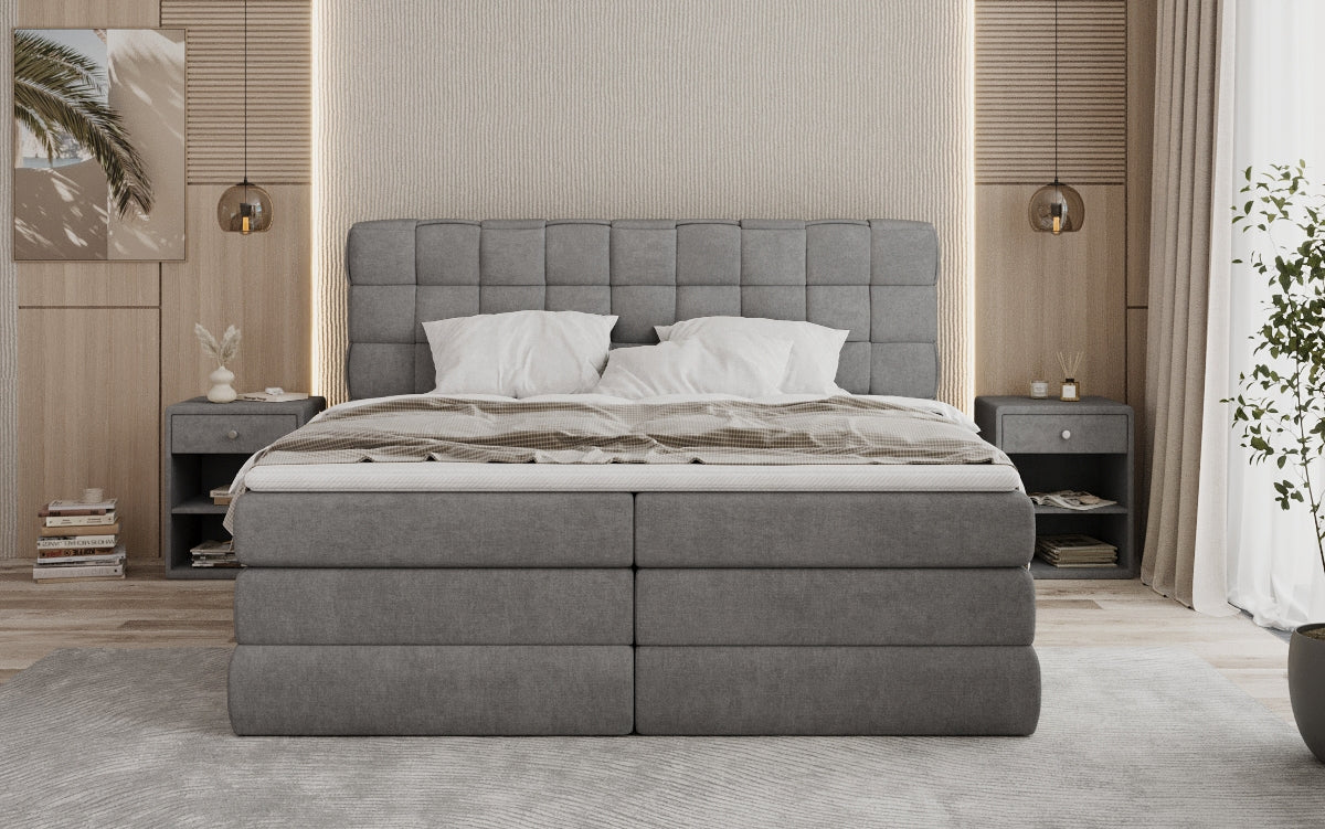 Lit boxspring Trama avec espace de rangement en Tissu