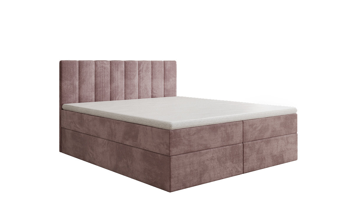 Lit boxspring Sofia en Côtelé avec espace de rangement