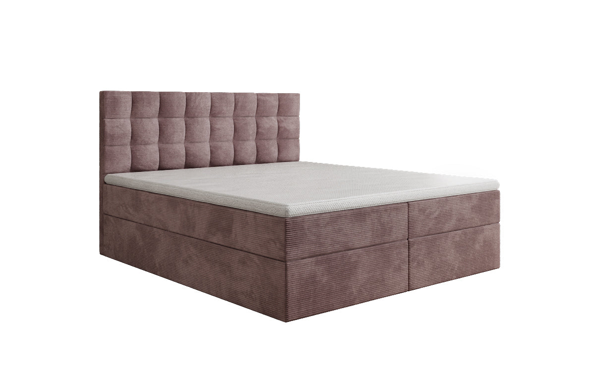 Lit boxspring Como en Côtelé avec rangement