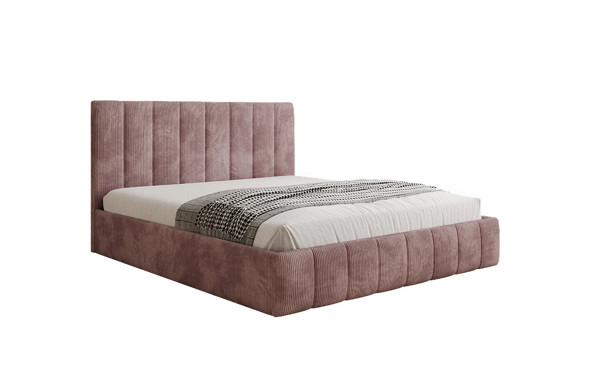 Lit rembourré design Mila en Côtelé avec espace de rangement