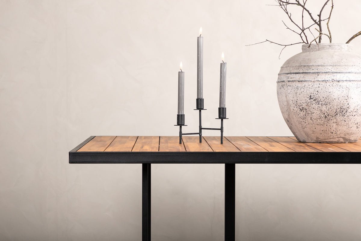 Table de jardin Tunda - une table à manger rectangulaire en bois d'acacia naturel et en acier de haute qualité