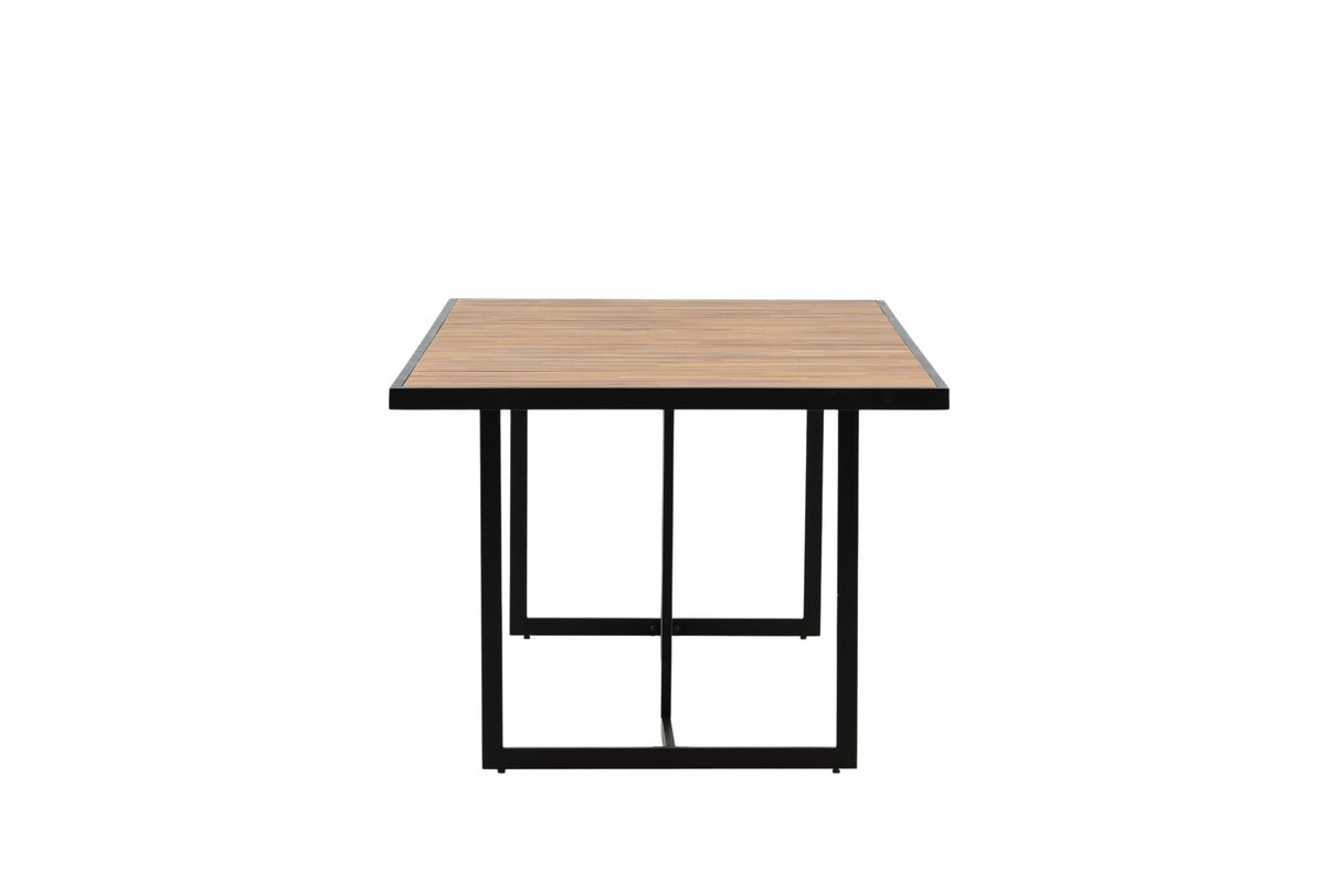 Table de jardin Tunda - une table à manger rectangulaire en bois d'acacia naturel et en acier de haute qualité