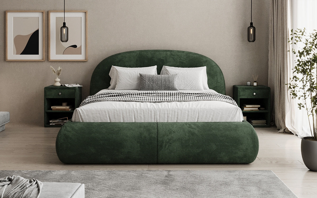 Lit rembourré design Loop en Côtelé avec rangement