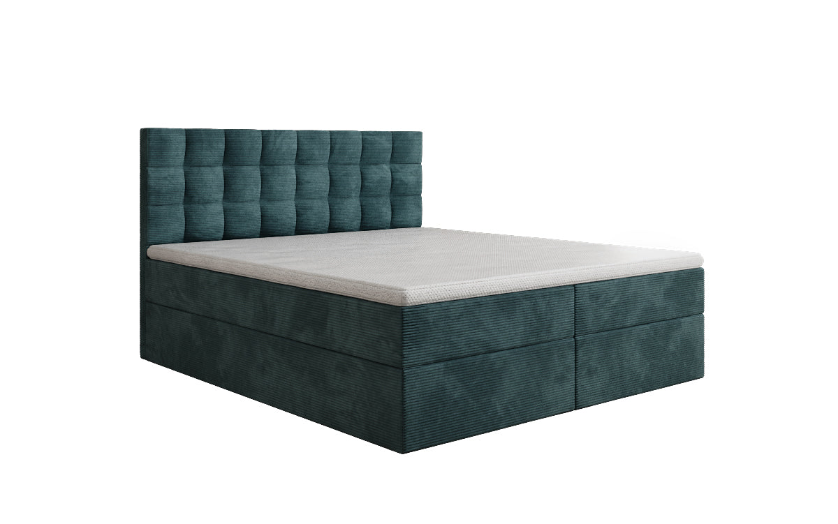 Lit boxspring Como en Côtelé avec rangement
