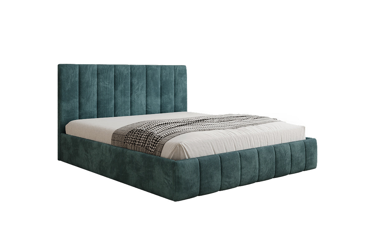 Lit rembourré design Mila en Côtelé avec espace de rangement