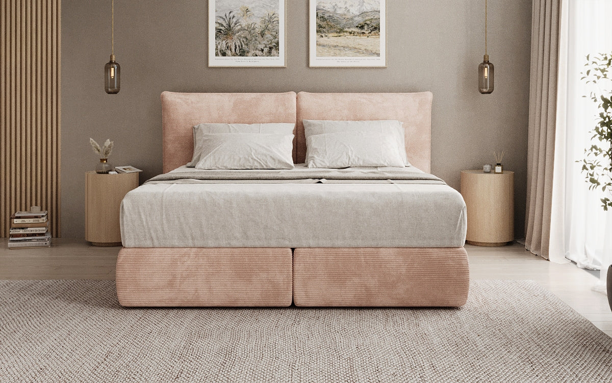 Lit boxspring Pillo en Côtelé