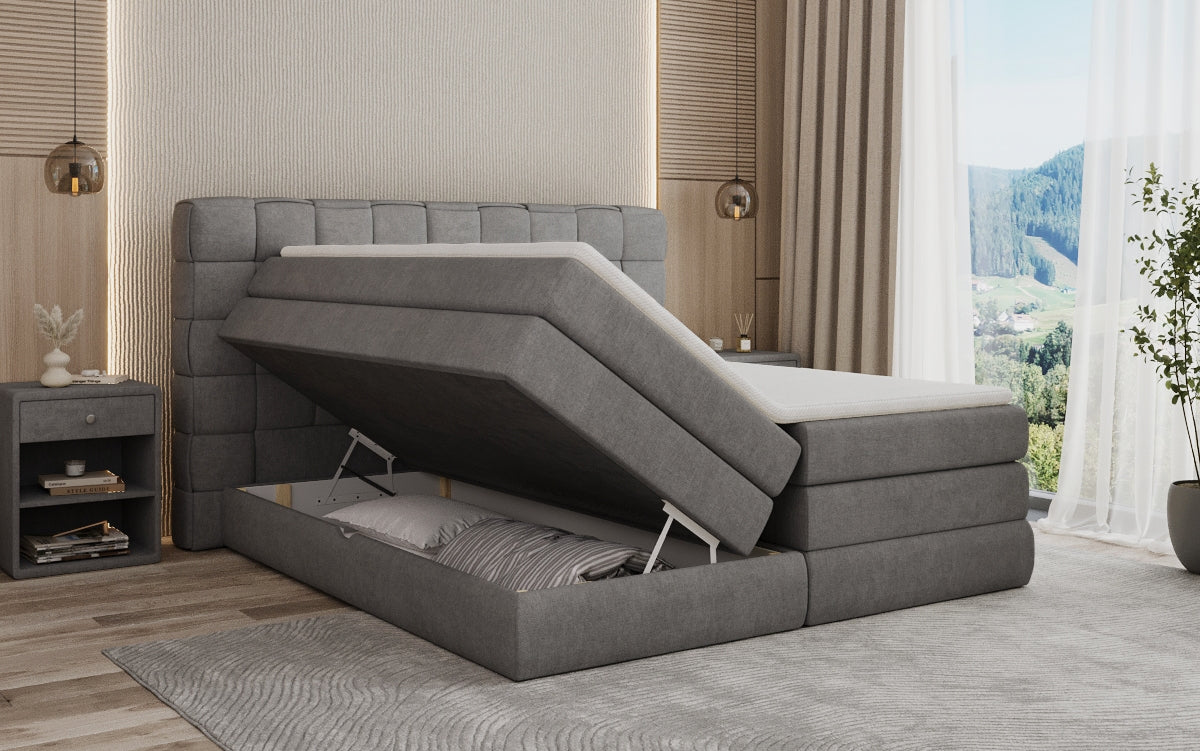 Lit boxspring Trama avec espace de rangement en Tissu