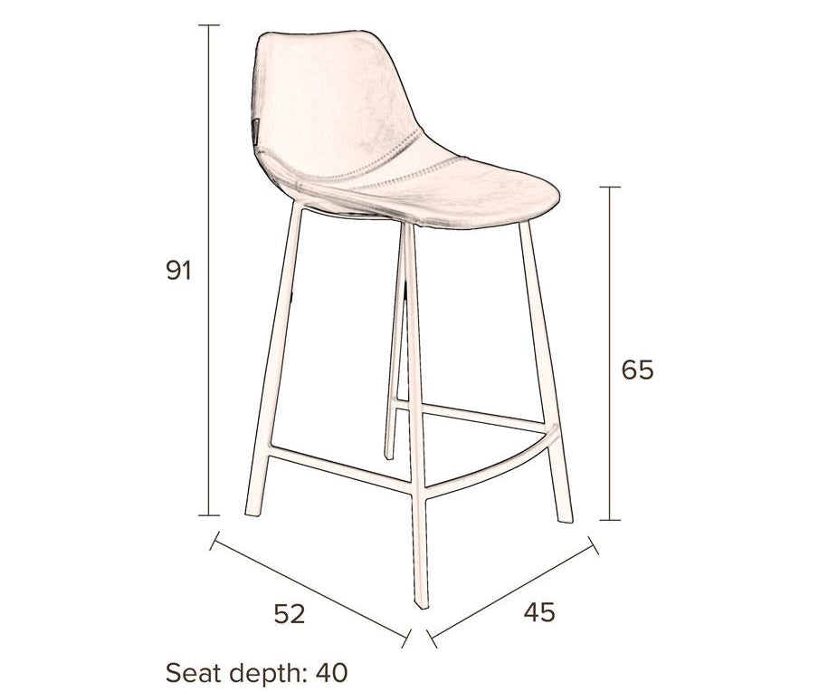 Tabouret de bar Franky lot de 2 – en Similicuir Noir
