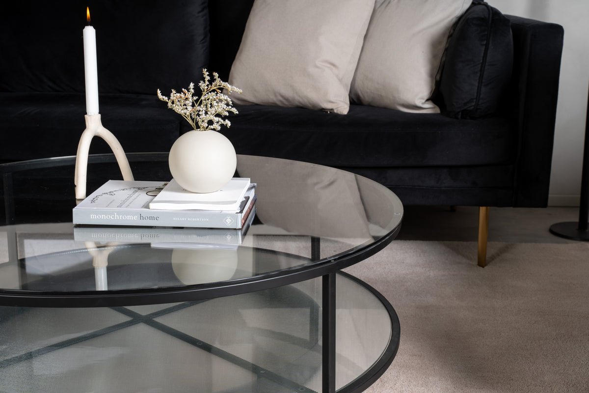 Table basse Janos - avec deux plateaux en verre ronds