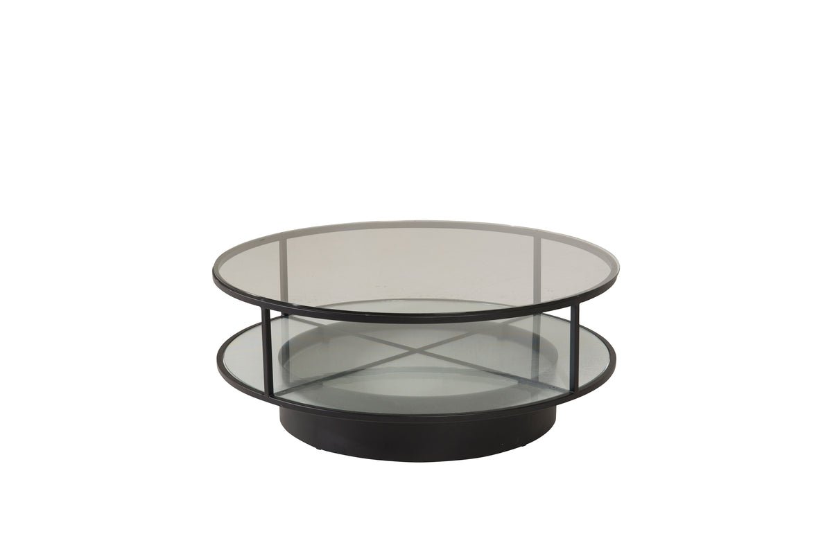 Table basse Janos - avec deux plateaux en verre ronds
