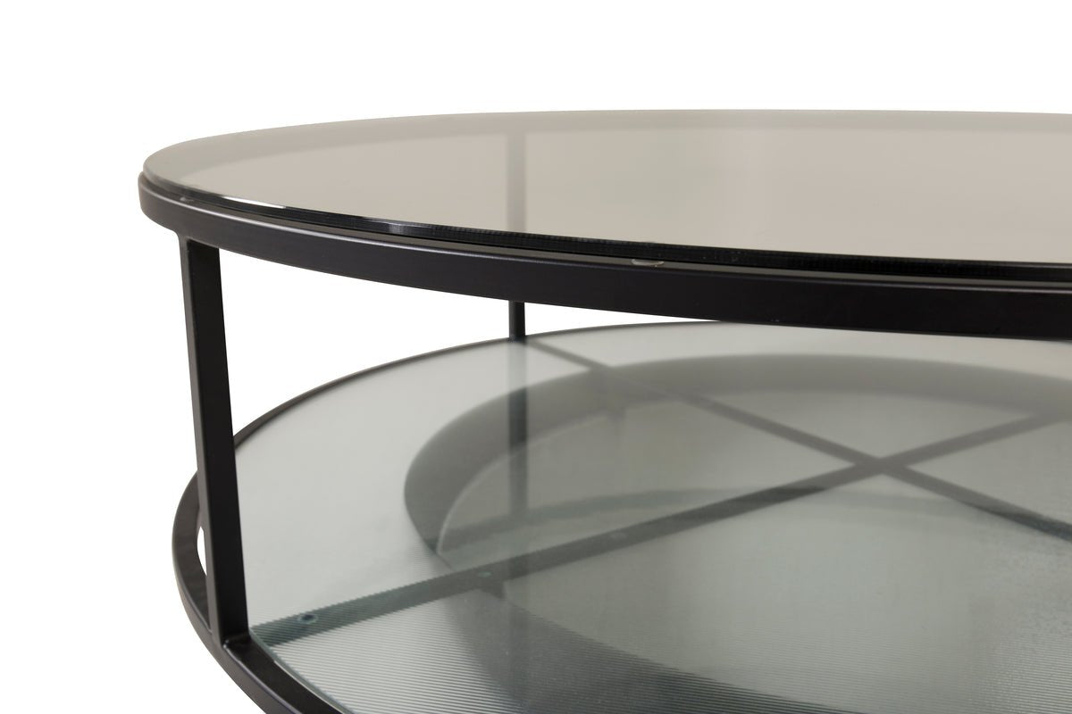 Table basse Janos - avec deux plateaux en verre ronds
